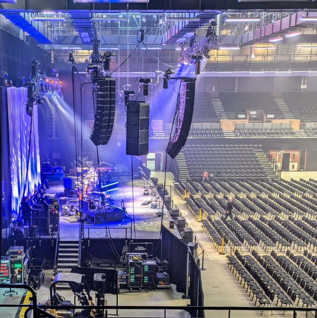 Public address system in an arena.